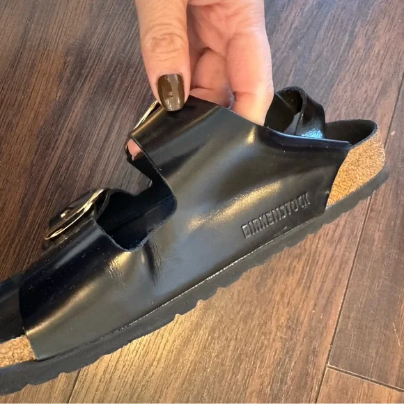 Birkenstock Black Sandals with Gold Buckles - Picture 4 of 7